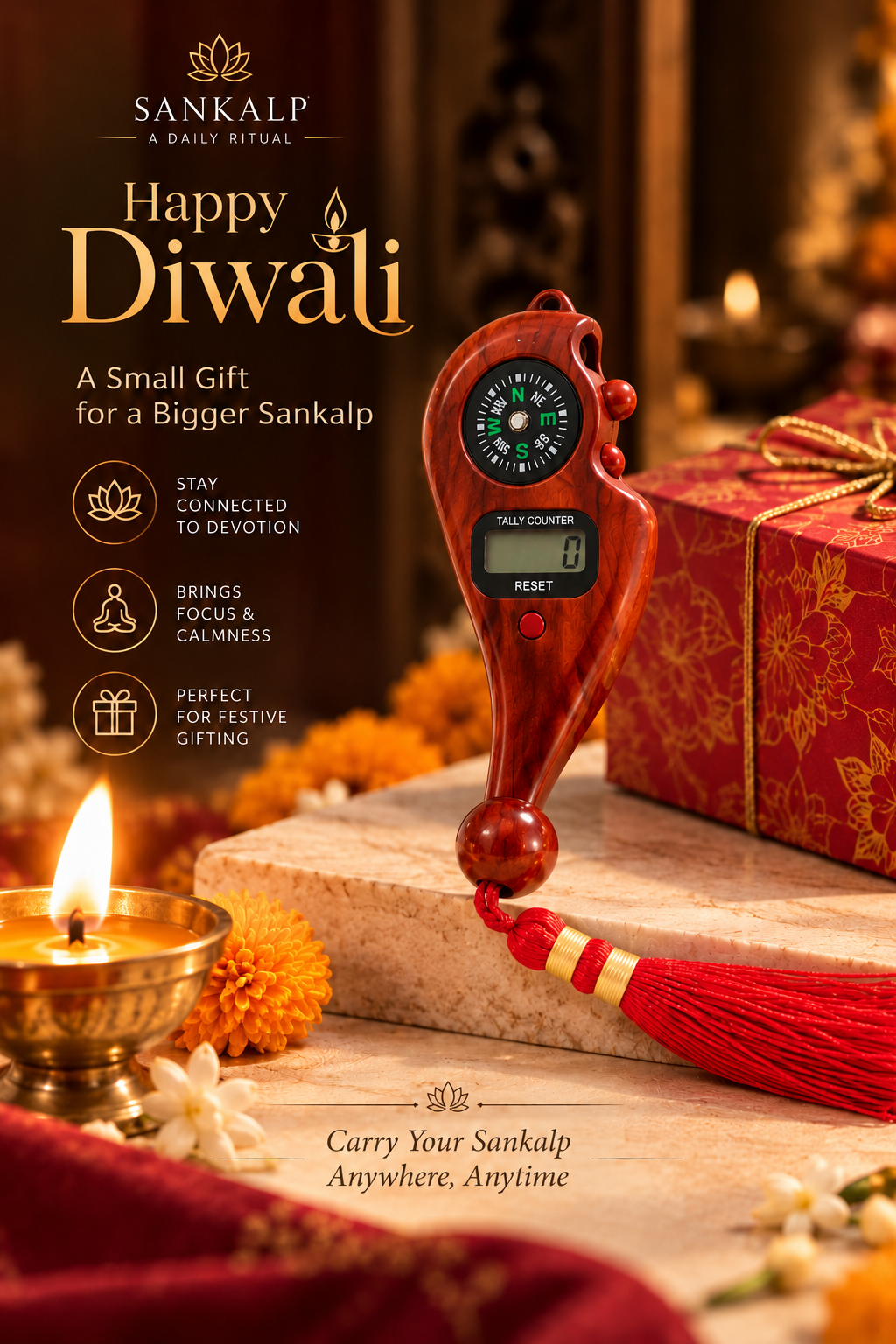 Sankalp Digital Jaap Counter With Compass – Your Daily Jaap Companion with tally display